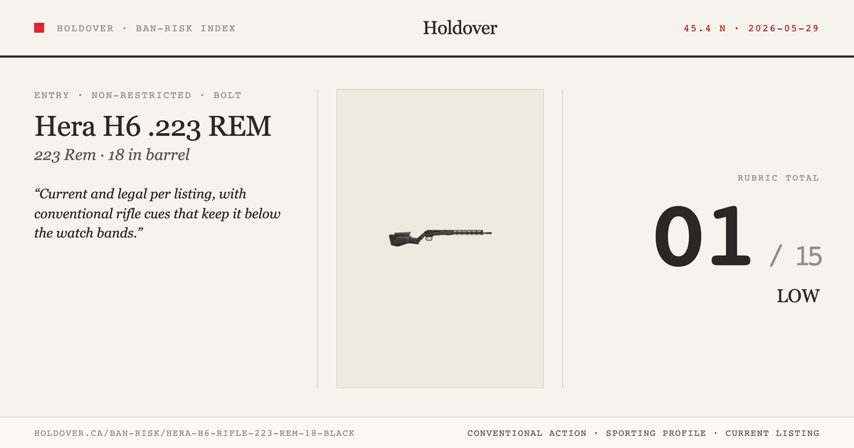 Hera H6 Rifle .223 REM 18″ Black reference image for Holdover Ban-Risk verdict