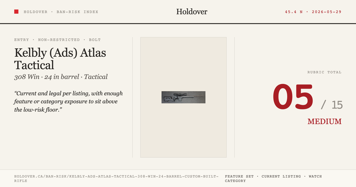 Kelbly (Ads) Atlas Tactical .308 WIN 24" Barrel Custom Built Rifle reference image for Holdover Ban-Risk verdict