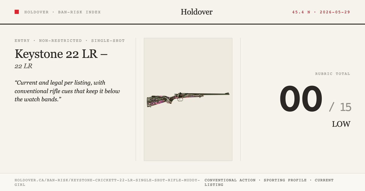 Keystone Crickett 22 LR Single Shot Rifle – Muddy Girl reference image for Holdover Ban-Risk verdict