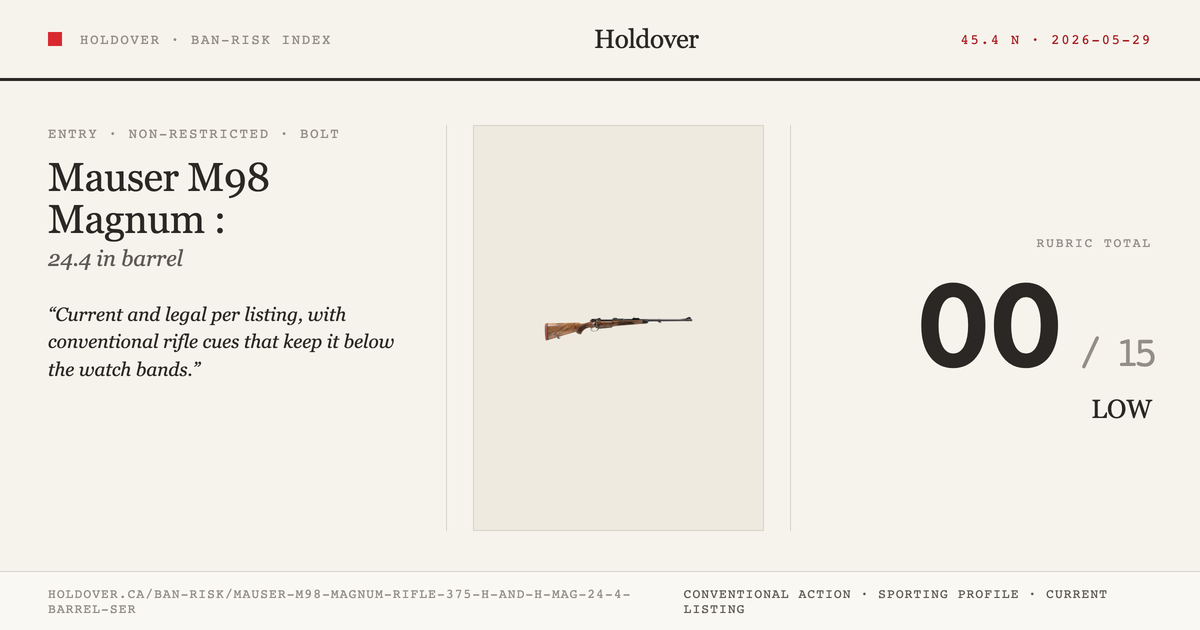 Mauser M98 Magnum Rifle: 375 H&H MAG, 24.4" Barrel, Ser reference image for Holdover Ban-Risk verdict