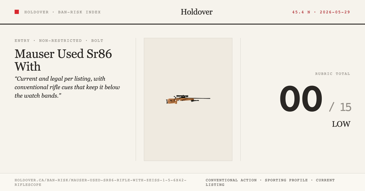 Mauser Used Sr86 Rifle With Zeiss 1.5-6x42 Riflescope reference image for Holdover Ban-Risk verdict