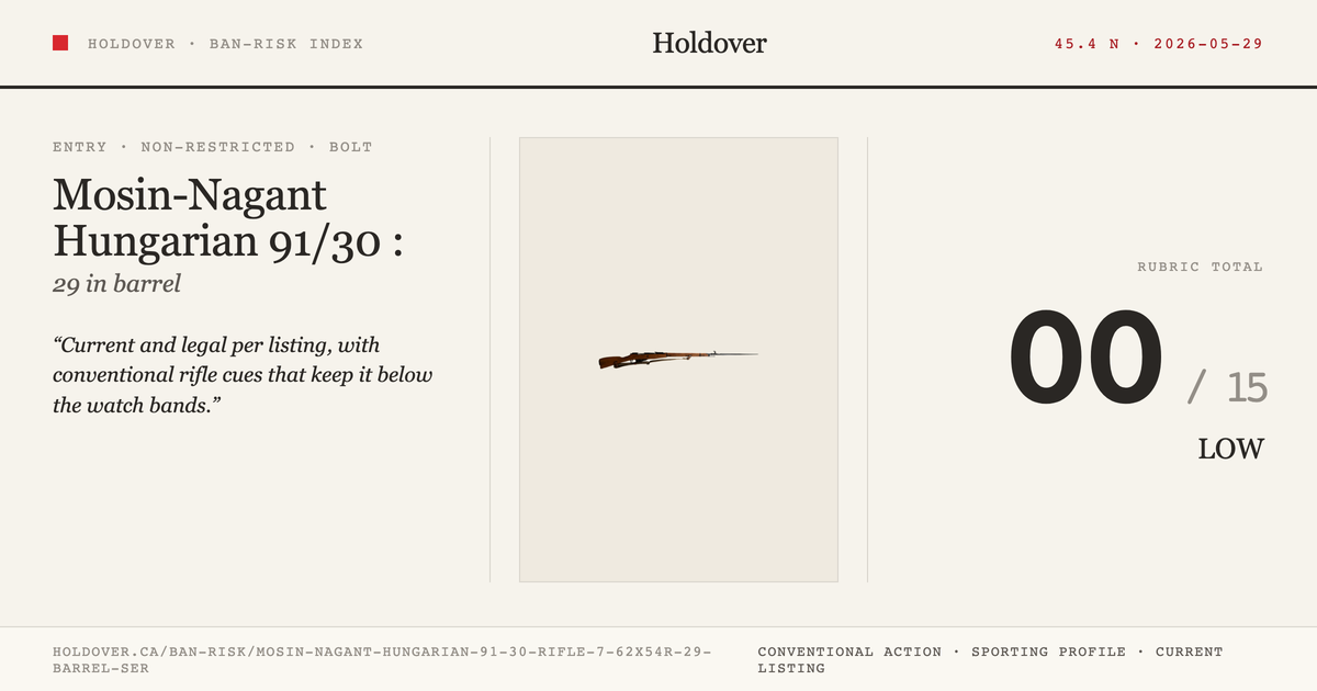 Mosin-Nagant Hungarian 91/30 Rifle: 7.62x54r, 29" Barrel, Ser reference image for Holdover Ban-Risk verdict