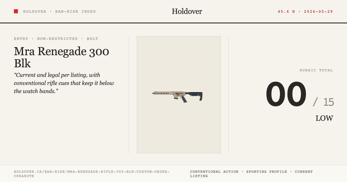 Mra Renegade Rifle 300 Blk Custom Order Cerakote reference image for Holdover Ban-Risk verdict