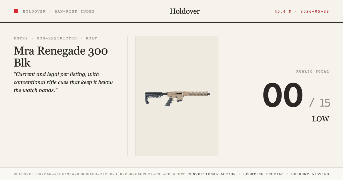 Mra Renegade Rifle 300 Blk Factory FDE Cerakote reference image for Holdover Ban-Risk verdict