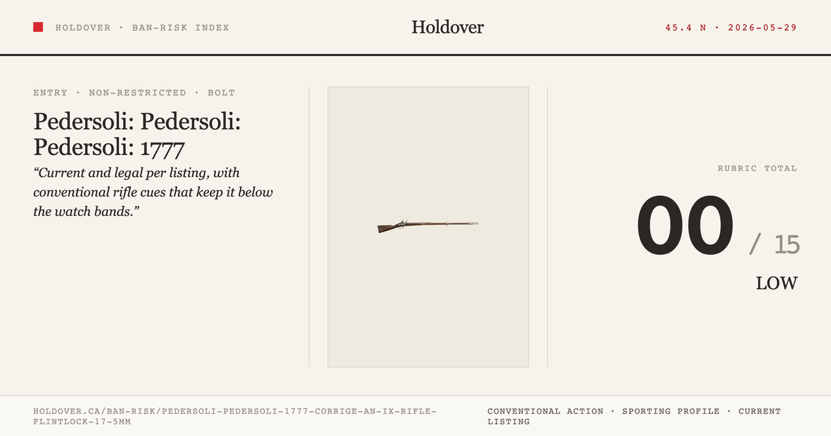 Pedersoli: Pedersoli: 1777 Corrige’ “An Ix” Rifle Flintlock 17.5mm reference image for Holdover Ban-Risk verdict