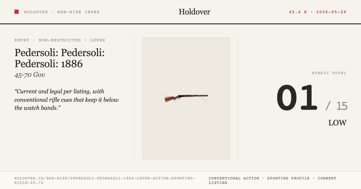 Pedersoli: Pedersoli: 1886 Lever Action Sporting Rifle (.45-70) reference image for Holdover Ban-Risk verdict