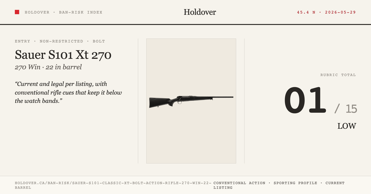 Sauer S101 Classic Xt Bolt Action Rifle 270 WIN 22″ Barrel reference image for Holdover Ban-Risk verdict
