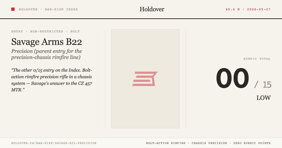 Savage B22 Precision reference image for Holdover Ban-Risk verdict