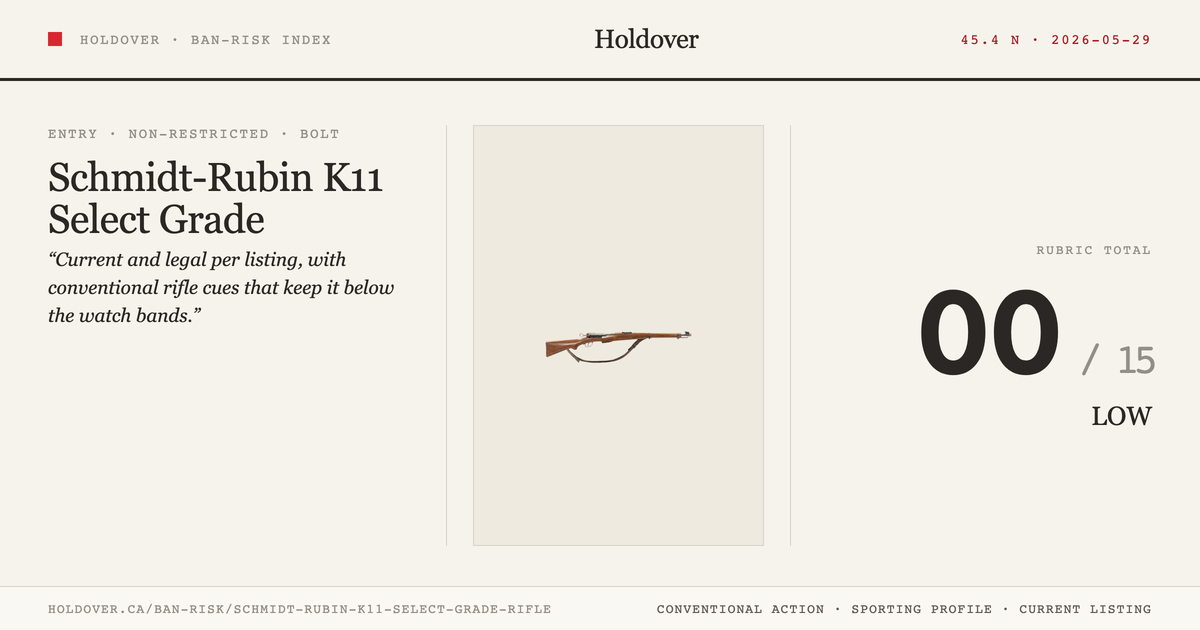 Schmidt-Rubin K11 Select Grade Rifle reference image for Holdover Ban-Risk verdict