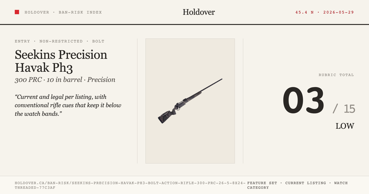 Seekins Precision Havak Ph3 Bolt-Action Rifle - 300 PRC, 26", 5/8x24 Threaded, Spiral Fluted Stainless Barrel, 1:10"...