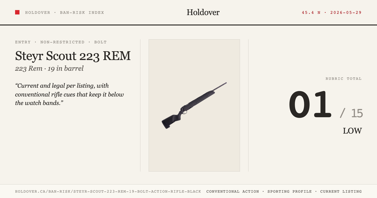 Steyr Scout 223 REM 19″ Bolt Action Rifle – Black reference image for Holdover Ban-Risk verdict