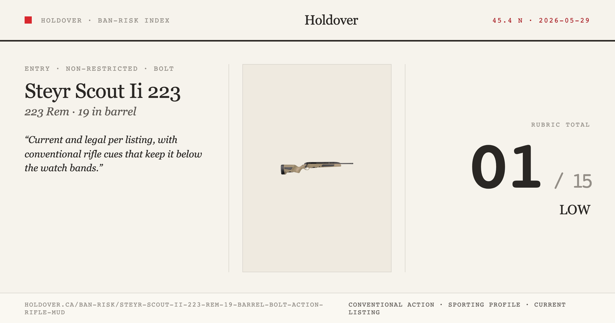 Steyr Scout Ii 223 REM 19″ Barrel Bolt Action Rifle – Mud reference image for Holdover Ban-Risk verdict