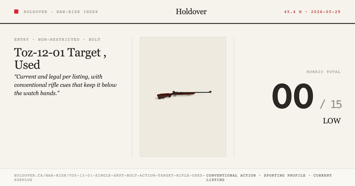 Toz-12-01 Single-Shot Bolt-Action Target Rifle, Used Surplus reference image for Holdover Ban-Risk verdict
