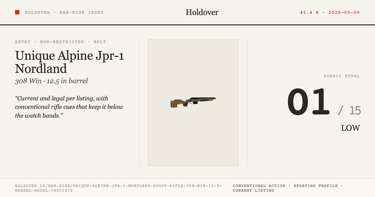 Unique Alpine Jpr-1 Nordland Scout Rifle: 308 WIN, 12.5" Barrel, Model 10001970 reference image for Holdover Ban-Risk verdict