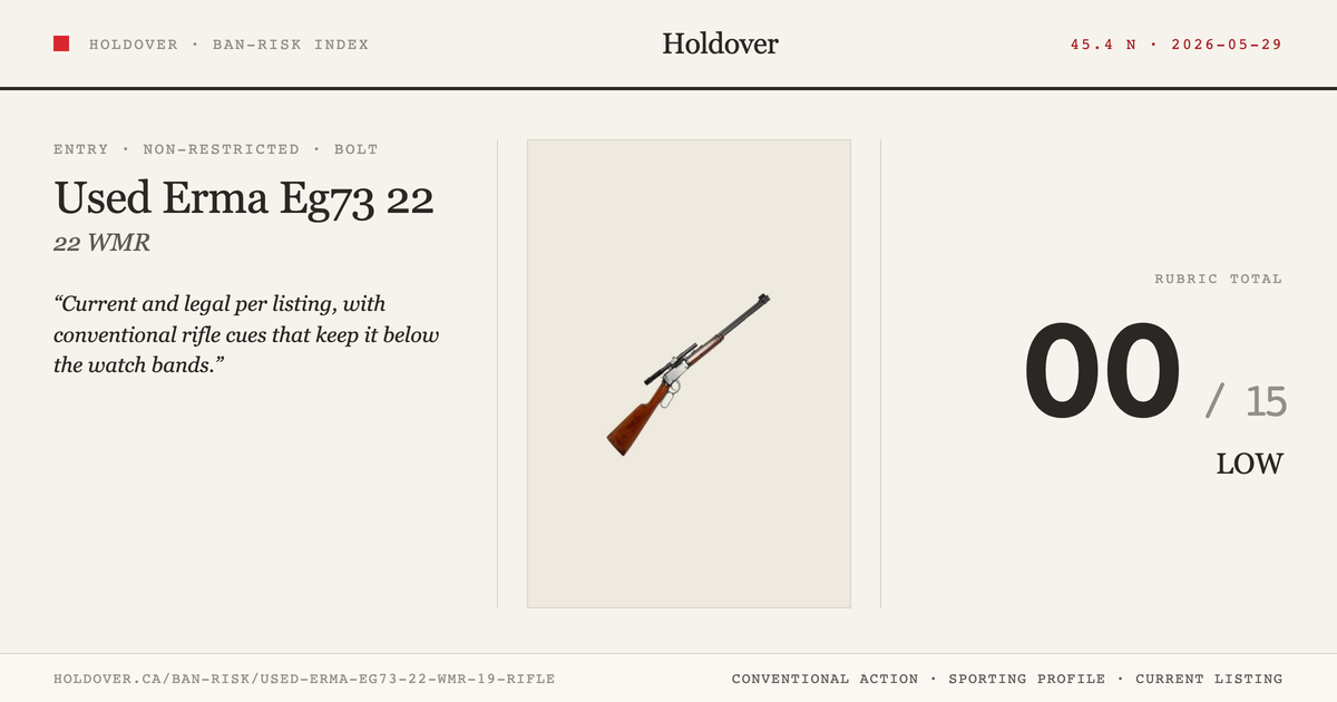 Used Erma Eg73 22 WMR 19'' Rifle reference image for Holdover Ban-Risk verdict