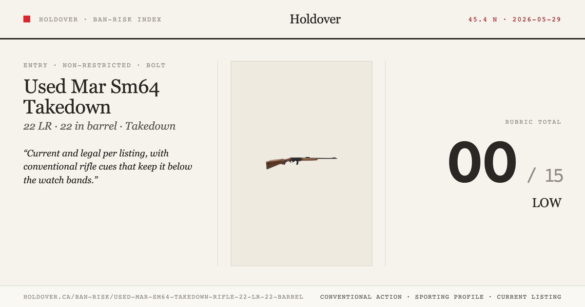 Used Mar Sm64 Takedown Rifle: 22 LR, 22" Barrel reference image for Holdover Ban-Risk verdict