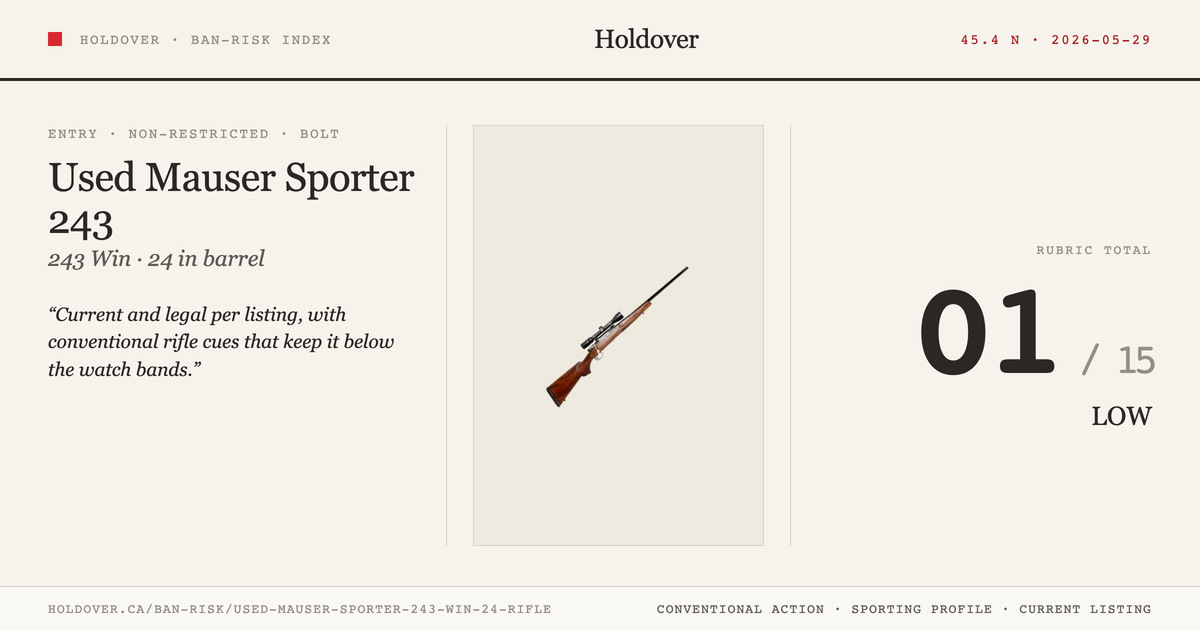 Used Mauser Sporter 243 WIN 24" Rifle reference image for Holdover Ban-Risk verdict