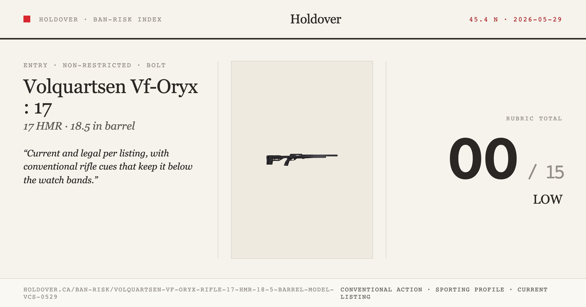Volquartsen Vf-Oryx Rifle: 17 HMR, 18.5" Barrel, Model Vcs-0529 reference image for Holdover Ban-Risk verdict