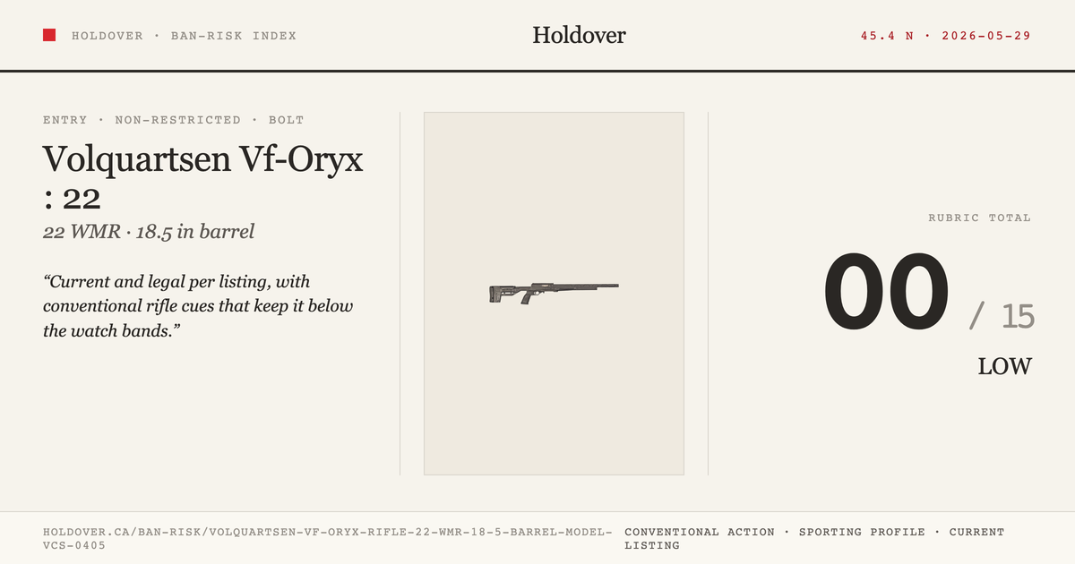 Volquartsen Vf-Oryx Rifle: 22 WMR, 18.5" Barrel, Model Vcs-0405 reference image for Holdover Ban-Risk verdict