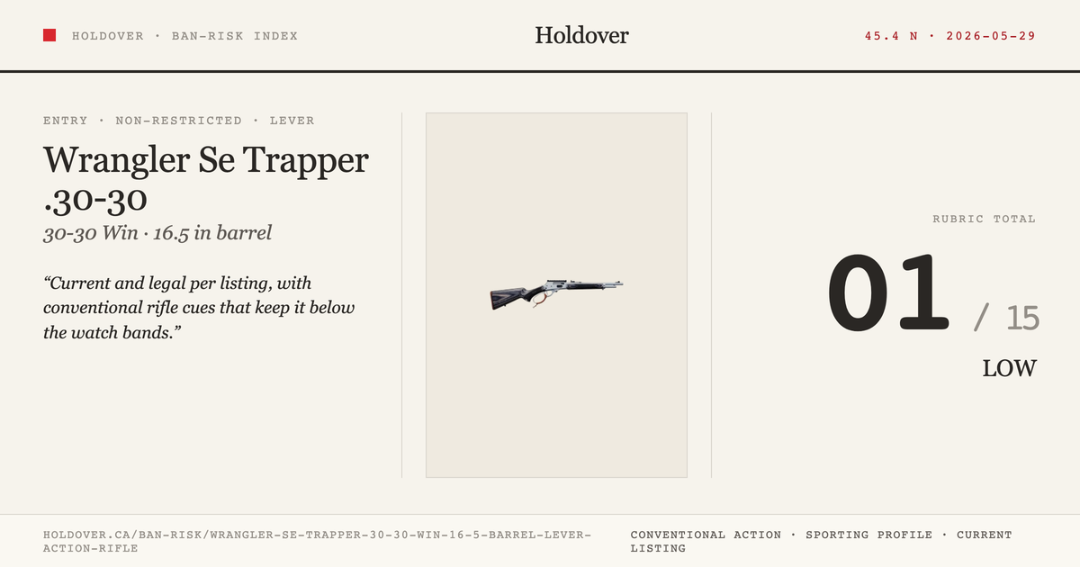 Wrangler Se Trapper .30-30 WIN 16.5" Barrel Lever Action Rifle reference image for Holdover Ban-Risk verdict