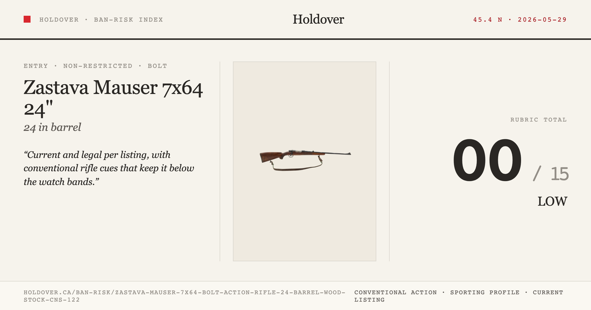 Zastava Mauser 7x64 Bolt Action Rifle 24" Barrel Wood Stock Cns-122 reference image for Holdover Ban-Risk verdict