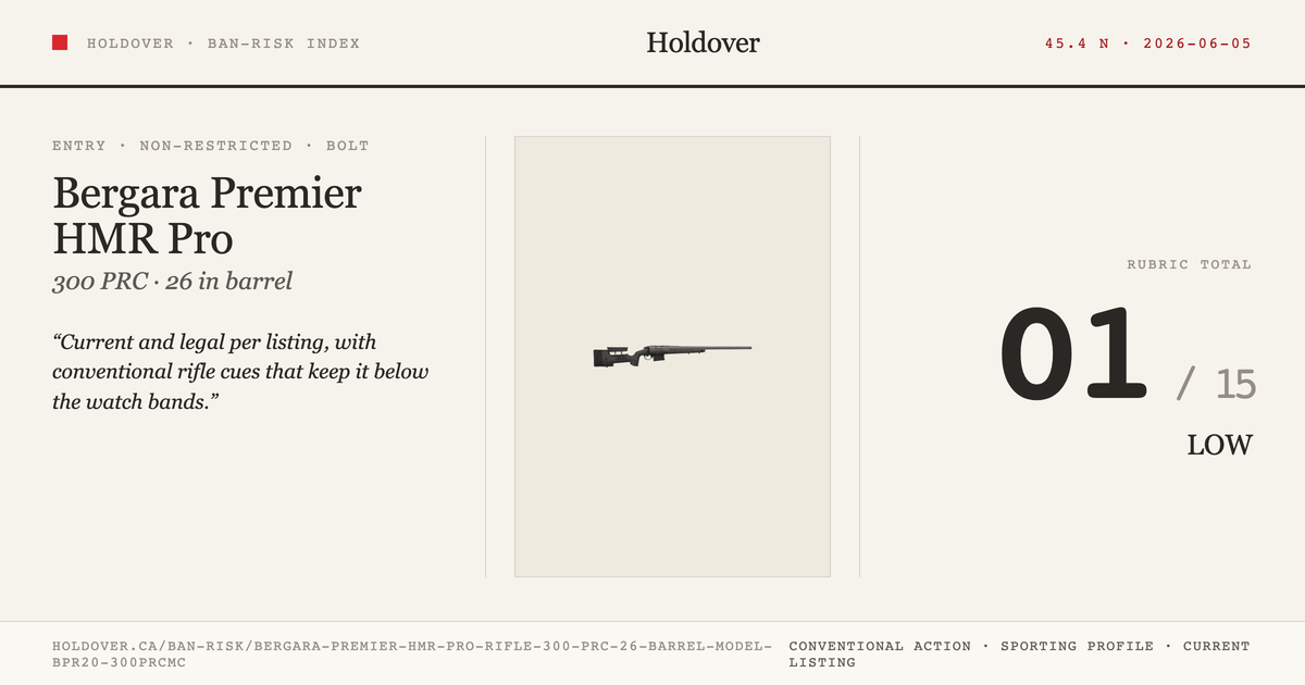 Bergara Premier HMR Pro Rifle: 300 PRC, 26" Barrel, Model Bpr20-300prcmc reference image for Holdover Ban-Risk verdict