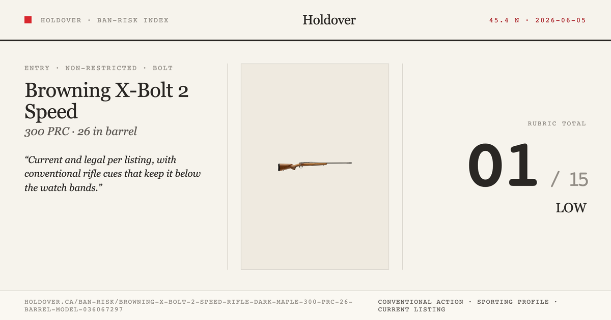 Browning X-Bolt 2 Speed Rifle, Dark Maple: 300 PRC, 26" Barrel, Model 036067297 reference image for Holdover Ban-Risk verdict