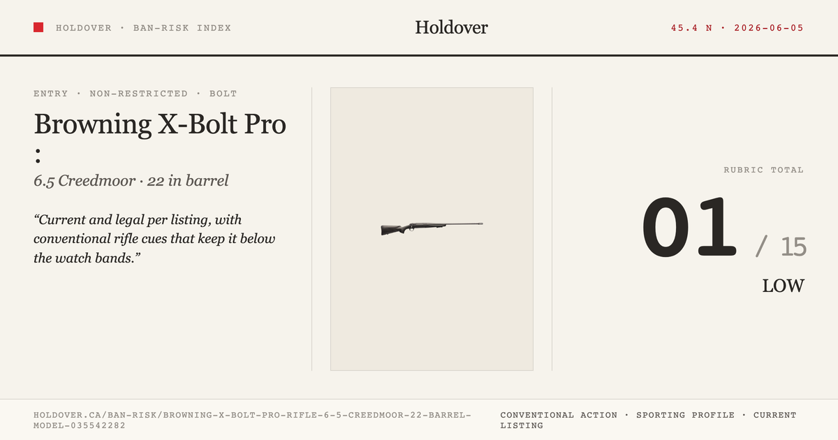 Browning X-Bolt Pro Rifle: 6.5 Creedmoor, 22" Barrel, Model 035542282 reference image for Holdover Ban-Risk verdict