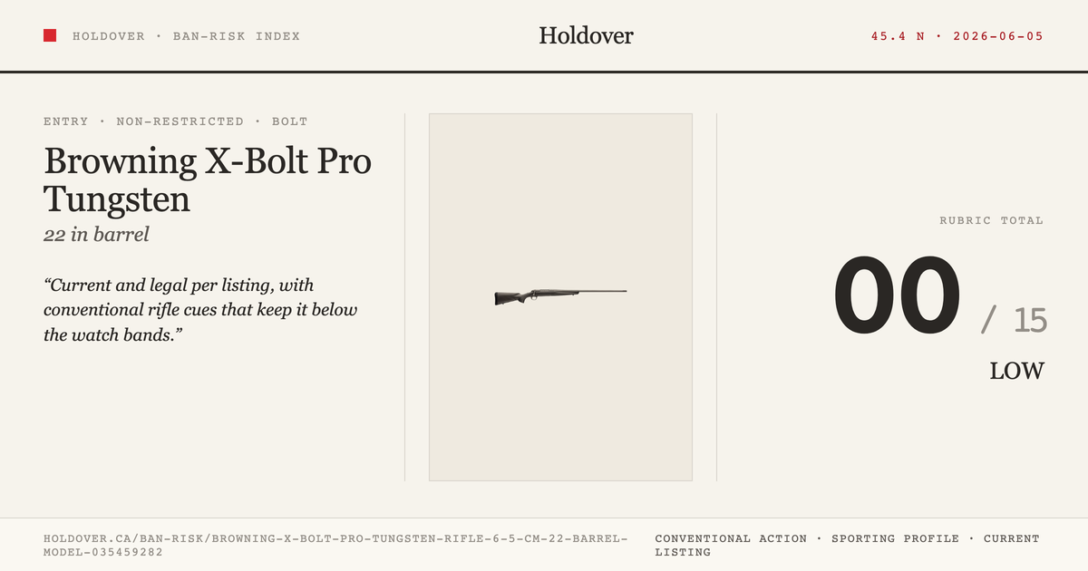 Browning X-Bolt Pro Tungsten Rifle: 6.5 Cm, 22" Barrel, Model 035459282 reference image for Holdover Ban-Risk verdict