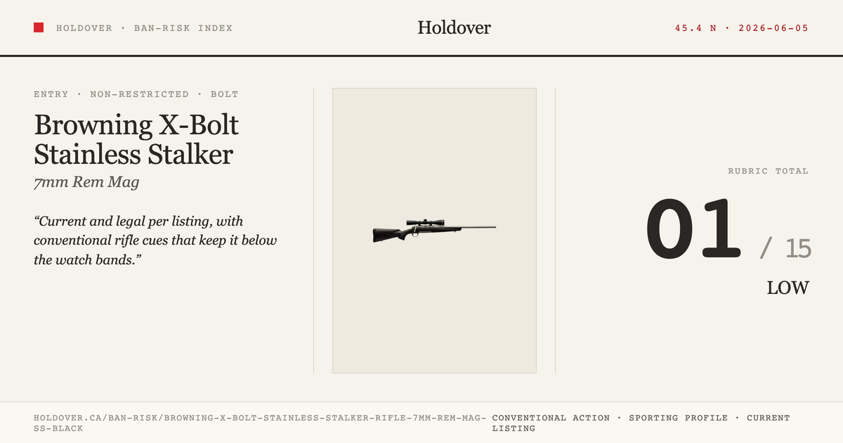 Browning X-Bolt Stainless Stalker Rifle, 7mm REM MAG, Ss, Black reference image for Holdover Ban-Risk verdict