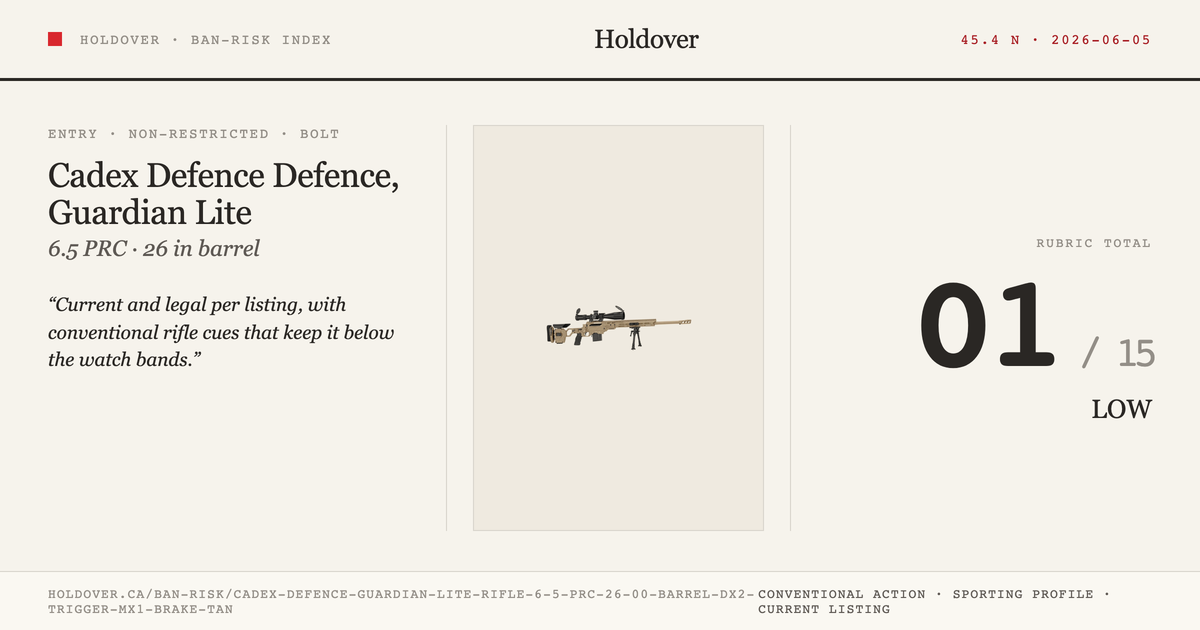 Cadex Defence, Guardian Lite Rifle, 6.5 PRC, 26.00" Barrel, Dx2 Trigger, Mx1 Brake, Tan reference image for Holdover Ban...