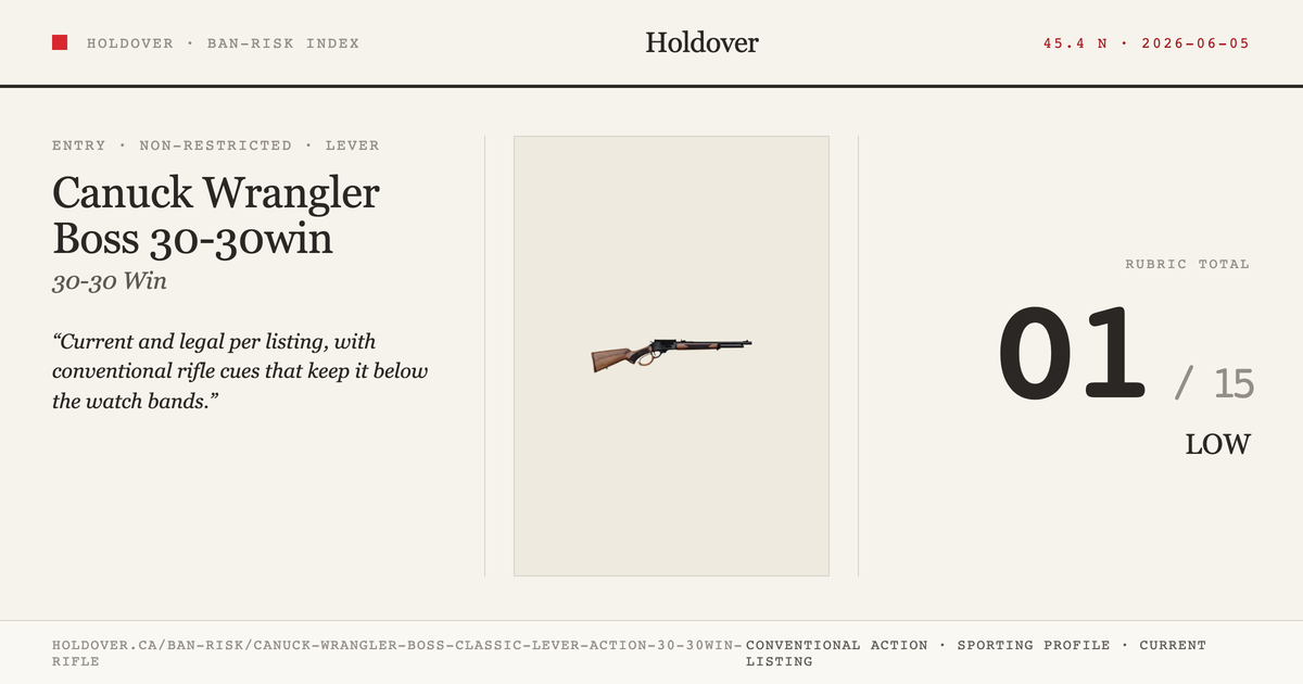 Canuck Wrangler Boss Classic Lever-Action 30-30win Rifle reference image for Holdover Ban-Risk verdict