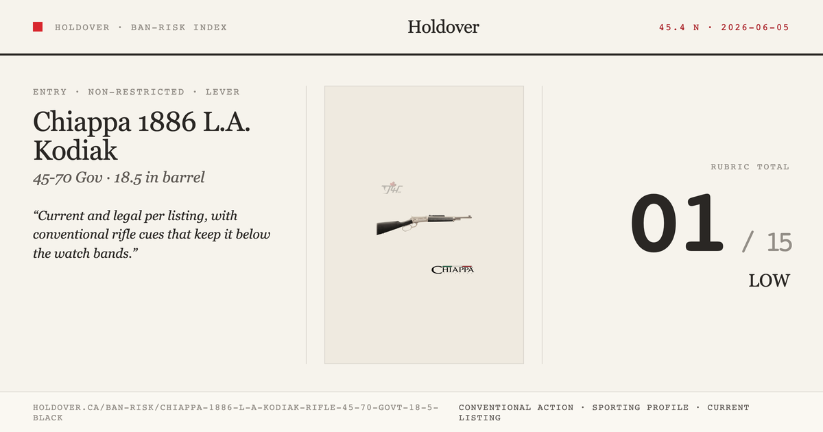 Chiappa 1886 L.A. Kodiak Rifle .45-70 Govt 18.5″ Black reference image for Holdover Ban-Risk verdict