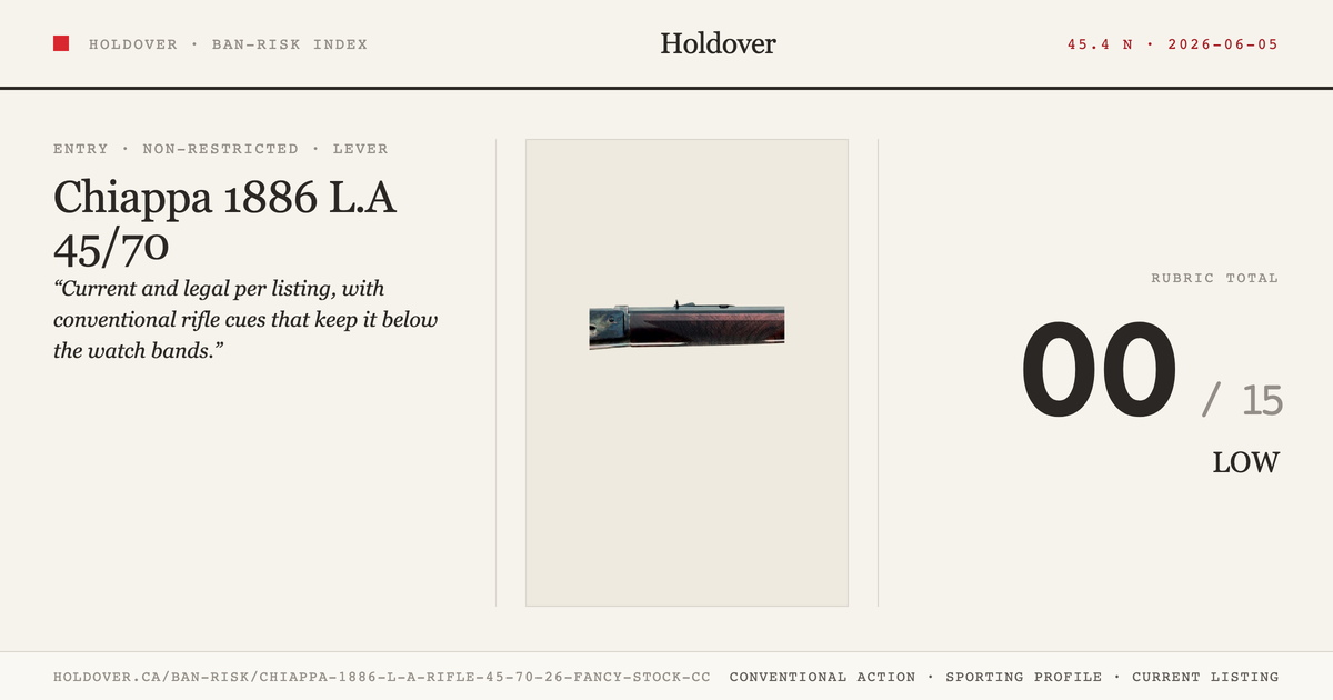Chiappa 1886 L.A Rifle 45/70 26 Fancy Stock Cc, reference image for Holdover Ban-Risk verdict