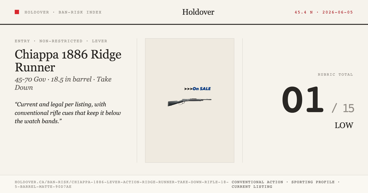 Chiappa 1886 Lever Action Ridge Runner Take Down Rifle, 18.5" Barrel, Matte Blue, 45-70 Gov'T reference image for...