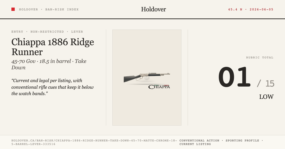Chiappa 1886 Ridge Runner Take Down 45-70 Matte Chrome 18.5″ Barrel Lever Action Rifle reference image for Holdover Ban...