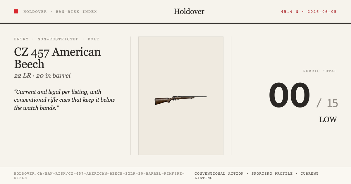 CZ 457 American Beech .22lr 20" Barrel Rimfire Rifle reference image for Holdover Ban-Risk verdict