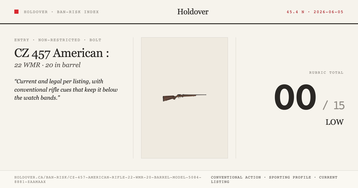 CZ 457 American Rifle: 22 WMR, 20" Barrel, Model 5084-8881-Zaamaax reference image for Holdover Ban-Risk verdict