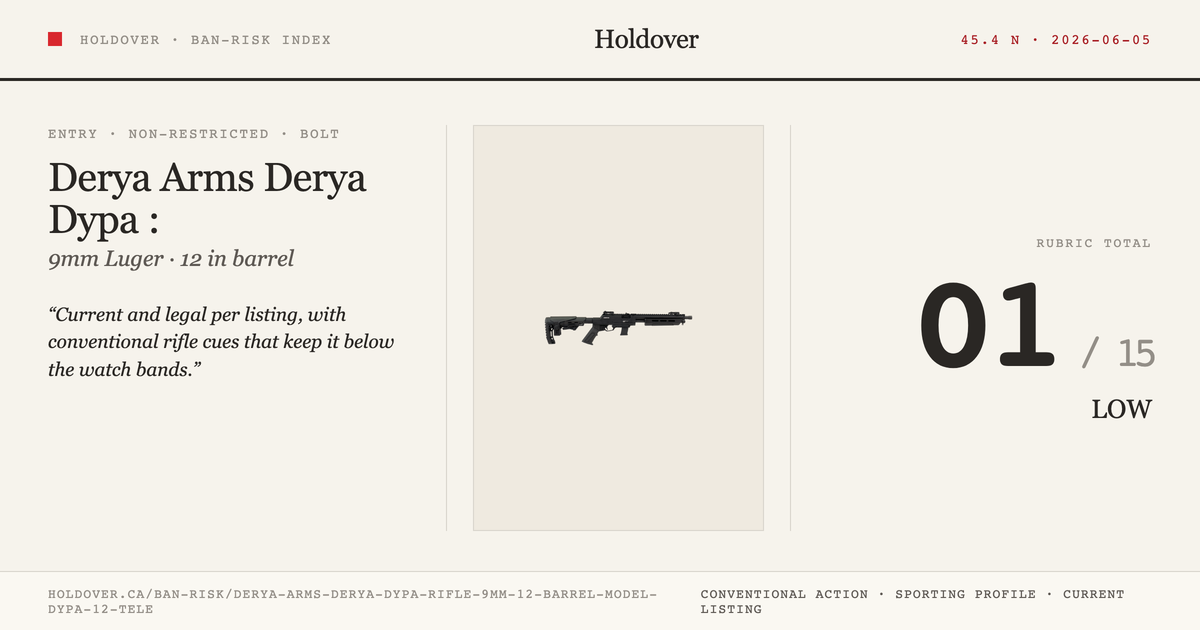 Derya Arms Derya Dypa Rifle: 9mm, 12" Barrel, Model Dypa-12-Tele reference image for Holdover Ban-Risk verdict