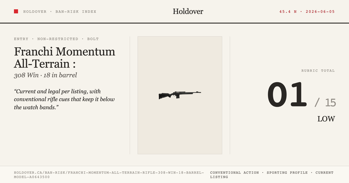 Franchi Momentum All-Terrain Rifle: 308 WIN, 18" Barrel, Model A0643500 reference image for Holdover Ban-Risk verdict