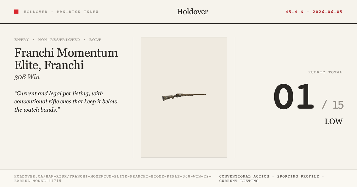 Franchi Momentum Elite, Franchi Biome Rifle: 308 WIN, 22", Barrel, Model 41715 reference image for Holdover Ban-Risk verdict