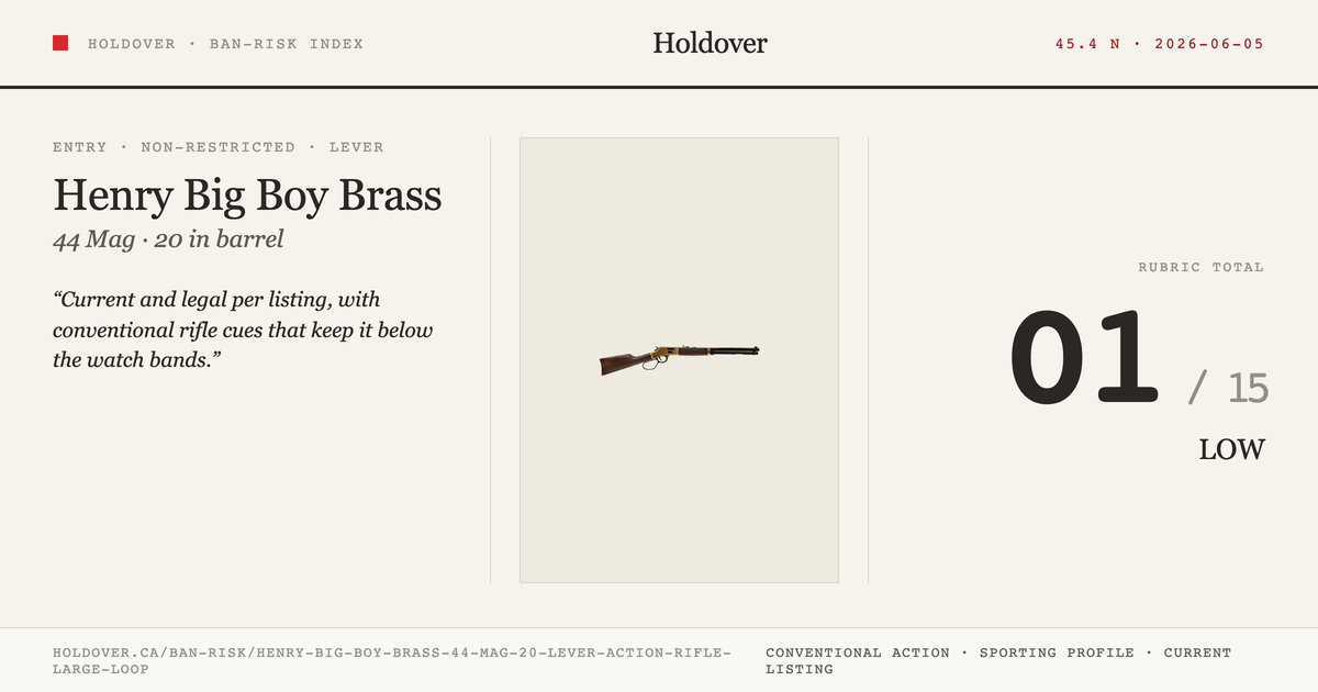 Henry Big Boy Brass 44 MAG 20″ Lever Action Rifle Large Loop reference image for Holdover Ban-Risk verdict