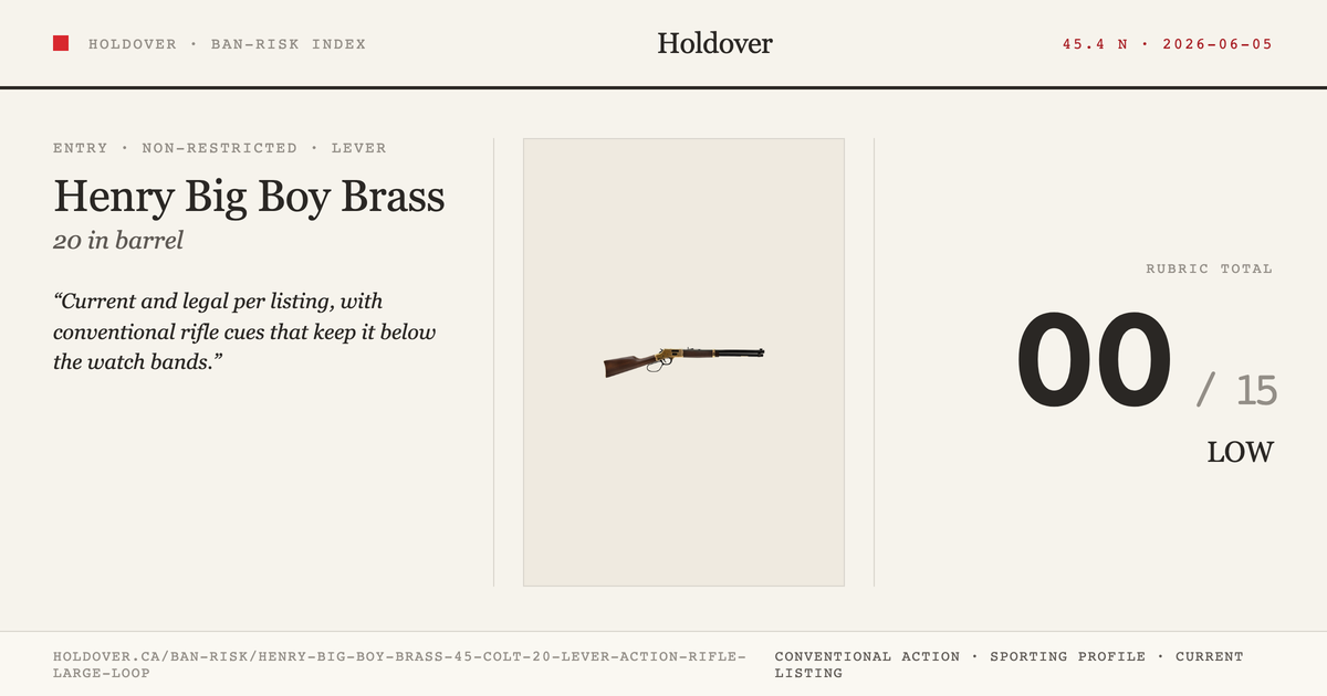 Henry Big Boy Brass 45 Colt 20″ Lever Action Rifle Large Loop reference image for Holdover Ban-Risk verdict