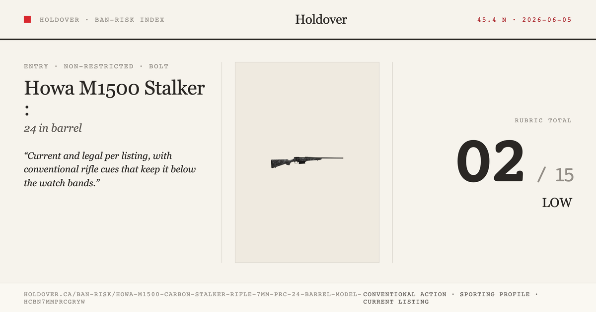 Howa M1500 Carbon Stalker Rifle: 7mm PRC, 24" Barrel, Model Hcbn7mmprcgryw reference image for Holdover Ban-Risk verdict