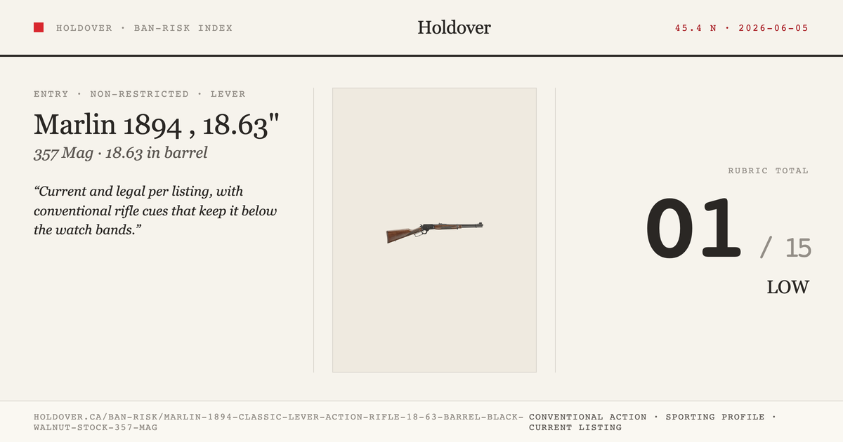 Marlin 1894 Classic Lever Action Rifle, 18.63" Barrel, Black Walnut Stock, 357 MAG reference image for Holdover Ban-Risk...
