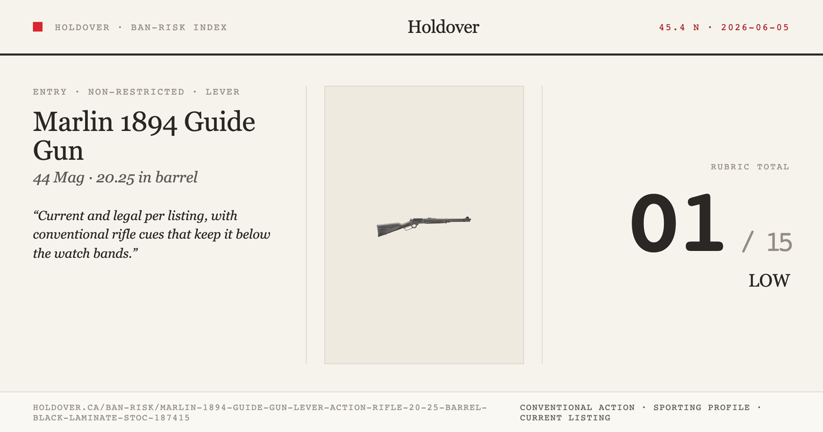 Marlin 1894 Guide Gun Lever Action Rifle, 20.25" Barrel, Black Laminate Stock, 44 MAG reference image for Holdover Ban...