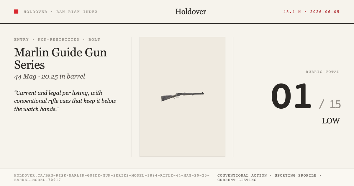 Marlin Guide Gun Series Model 1894 Rifle: 44 MAG, 20.25" Barrel, Model 70917 reference image for Holdover Ban-Risk verdict