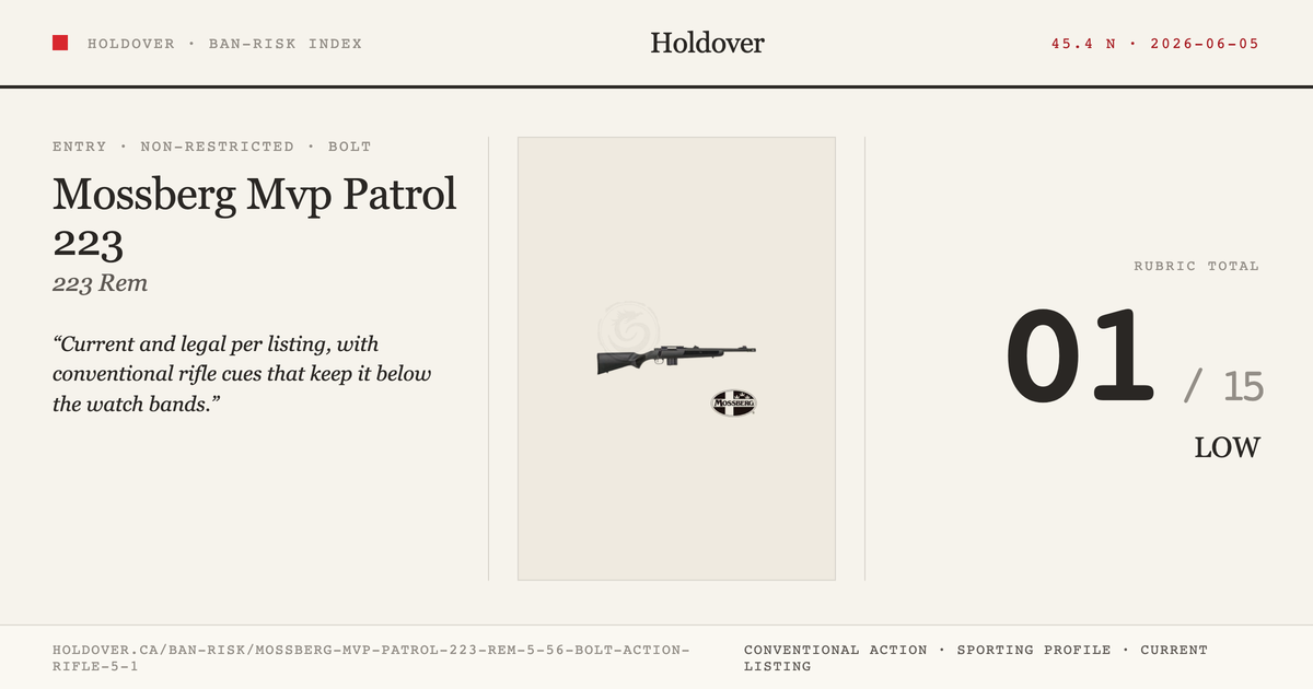 Mossberg Mvp Patrol 223 REM/5.56 Bolt Action Rifle 5+1 reference image for Holdover Ban-Risk verdict