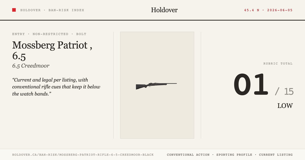 Mossberg Patriot Rifle, 6.5 Creedmoor, Black reference image for Holdover Ban-Risk verdict