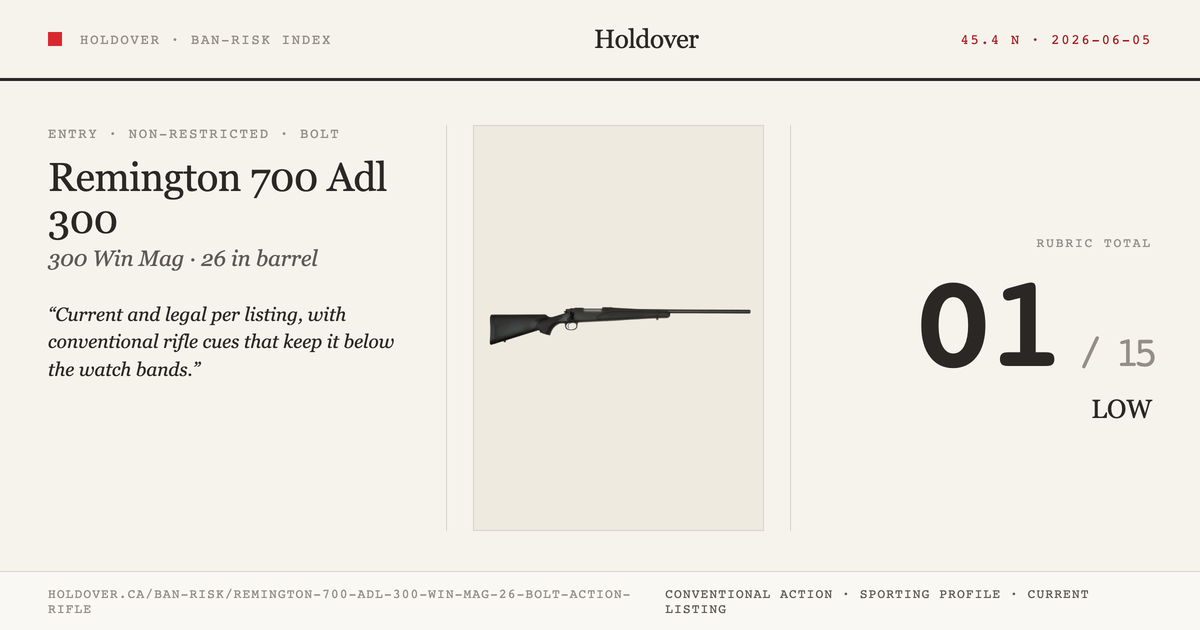 Remington 700 Adl 300 WIN MAG 26″ Bolt Action Rifle reference image for Holdover Ban-Risk verdict